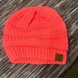 CC Bright Coral Knit Beanie